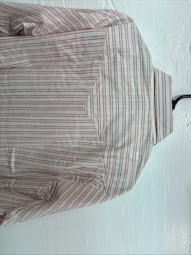 New Men’s Tem Tex Pink White Stripe Long Sleeve Pearl Snap 16 X 33 Large M-25