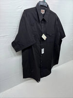 New Men’s ELY Cattleman Black Simple Short Sleeve Pearl Snap 18 2XL F-94