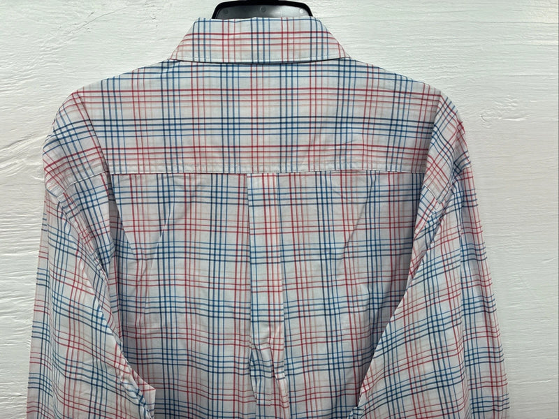 New Men’s ELY Cattleman White Multicolor Plaid Long Sleeve Button Up XL R-52