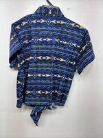 New Women’s Cumberland Blue Dosages Short Sleeve Pearl Snap Large MM-137
