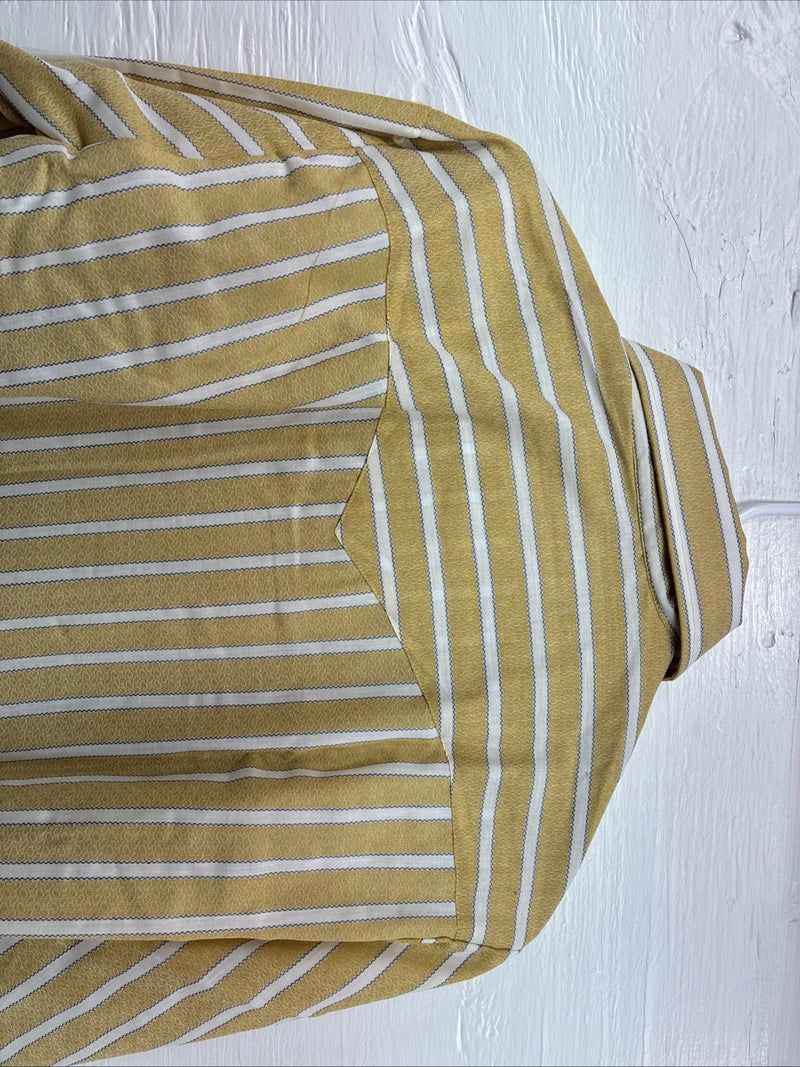 New Men’s Fenton Yellow Stripe Long Sleeve Pearl Snap 16 Large CC-69