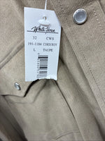 New Men’s White Horse Brown Western Long Sleeve Pearl Snap Large V-21