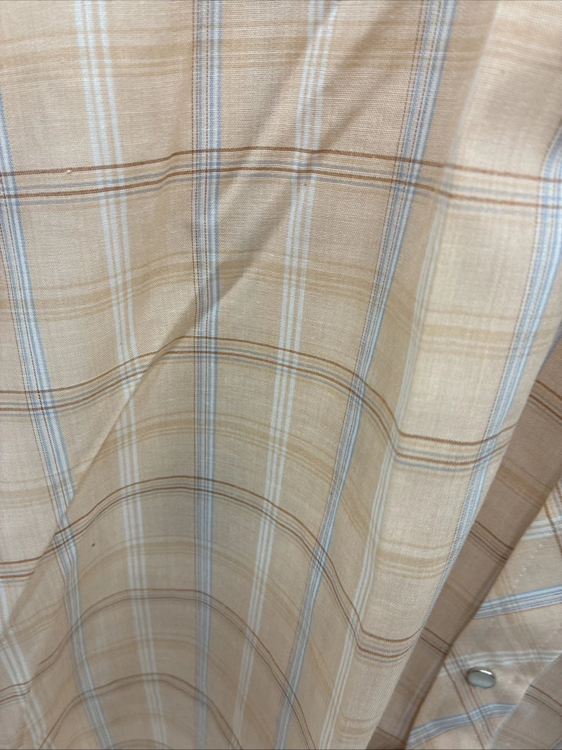New Men’s ELY Cattleman Orange Plaid Short Sleeve Pearl Snap Large X-61