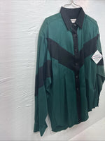 New Teens Longhorn Green Black Death Long Sleeve Button Up Large V-83