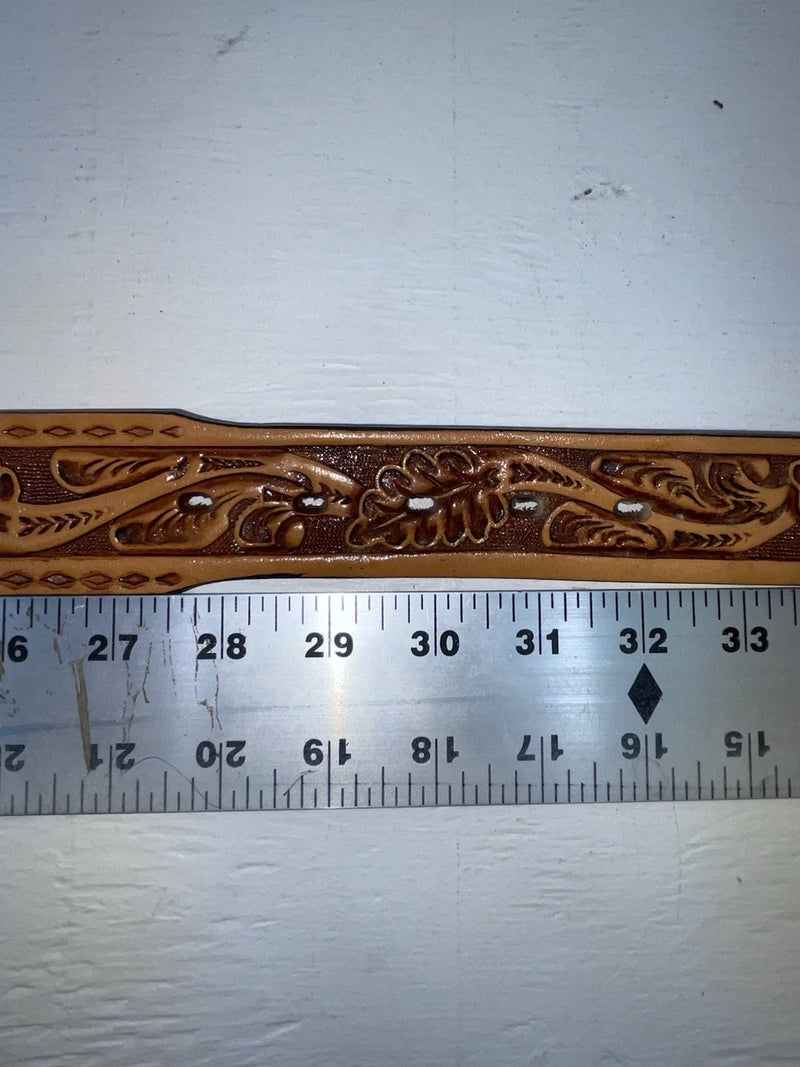New Brown Genuine Leather Longhorn Tooled 30” Belt #82881 JJ-130
