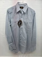 New Men’s Circle S Blue Gray Plaid Long Sleeve Pearl Snap 15 X 34 Medium Q-108