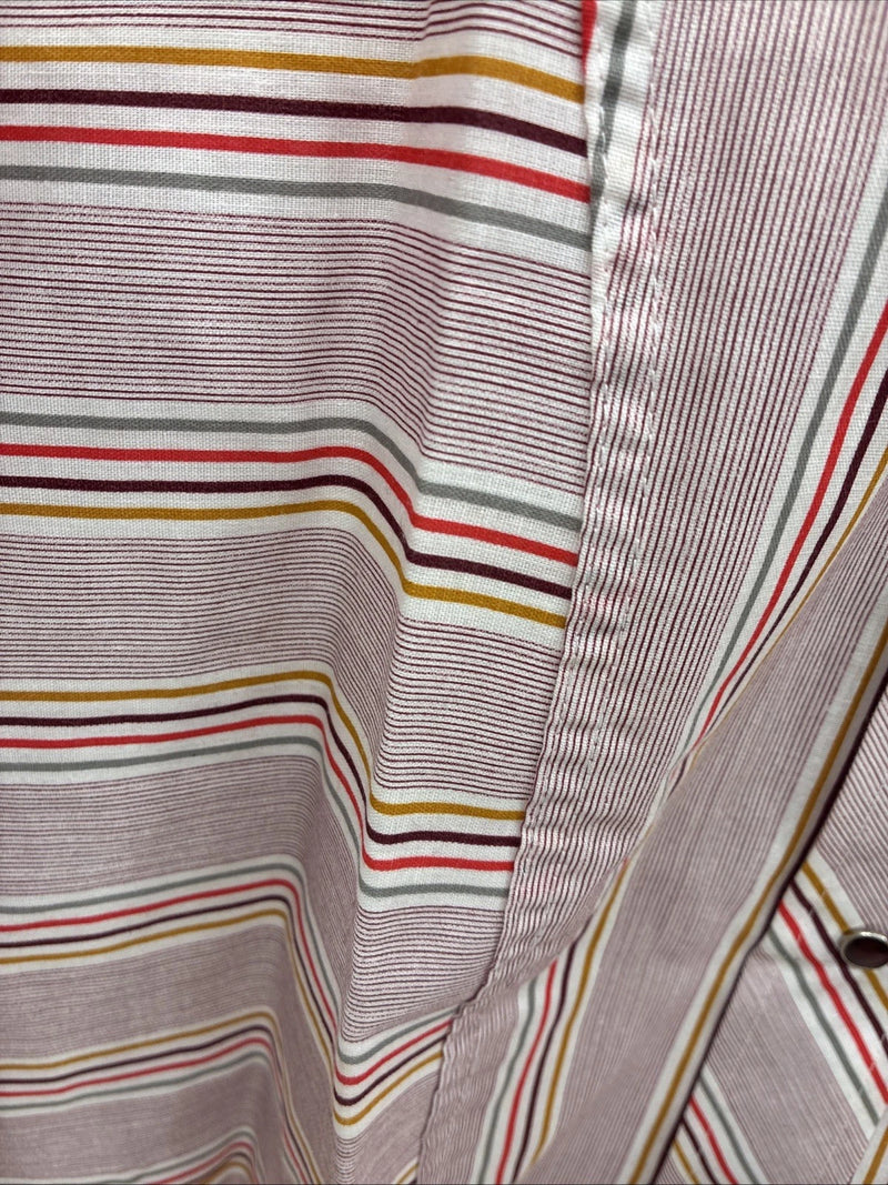 New Men’s Tem Tex Pink Stripe Long Sleeve Pearl Snap 15 Medium X-44