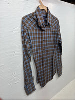 New Kids Panhandle Slim Brown Plaid Long Sleeve Pearl Snap Size 12 CC-88