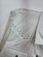 New Women’s Cumberland White Gem Long Sleeve Pearl Snap Large II-98