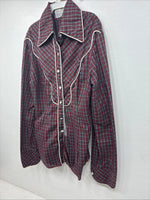 New Women’s Mr. Nick Red Plaid Long sleeve Button Up Size 8 Small KK-47