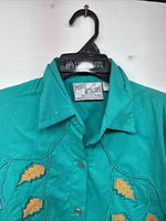 New Women’s Mine & Bills Blue Design Long Sleeve Button Up Small DD-107