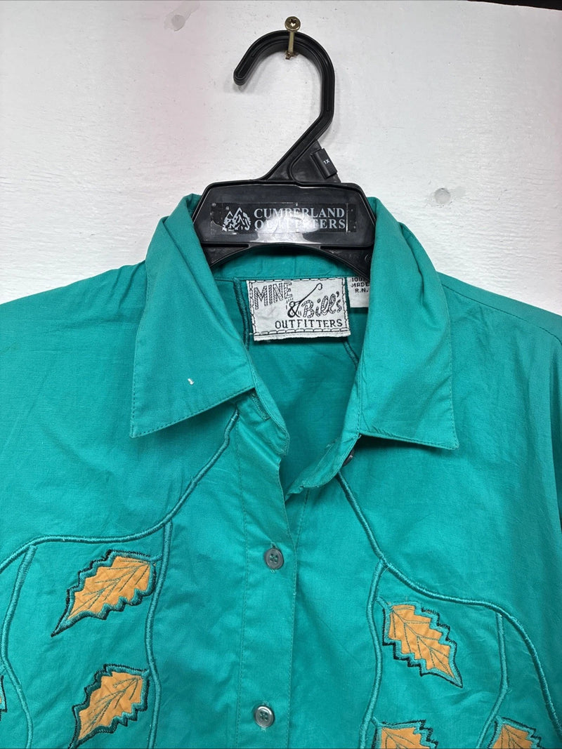 New Women’s Mine & Bills Blue Design Long Sleeve Button Up Small DD-107