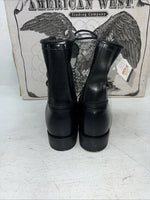 New Women’s Black Lace Up American West Cowboy Boots. 5991 7.5 7 1/2 W. 17-53