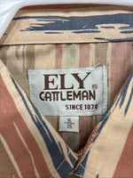 New Men’s ELY Cattleman Multicolor Camo Long Sleeve Pearl Snap 16 Large T-55