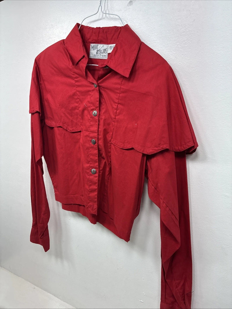 New Women’s Mine & Bills Red Long Sleeve Crop Button Up Large MM-130