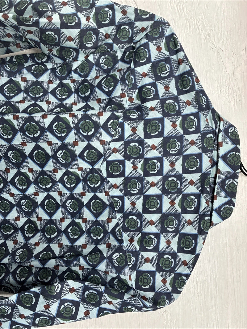 New Mens Denver Blue Design Long Sleeve Pearl Snap 14.5 Small AA-80 