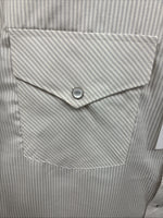 New Men’s White Horse Beige Stripe Long Sleeve Pearl Snap 4XL F-50