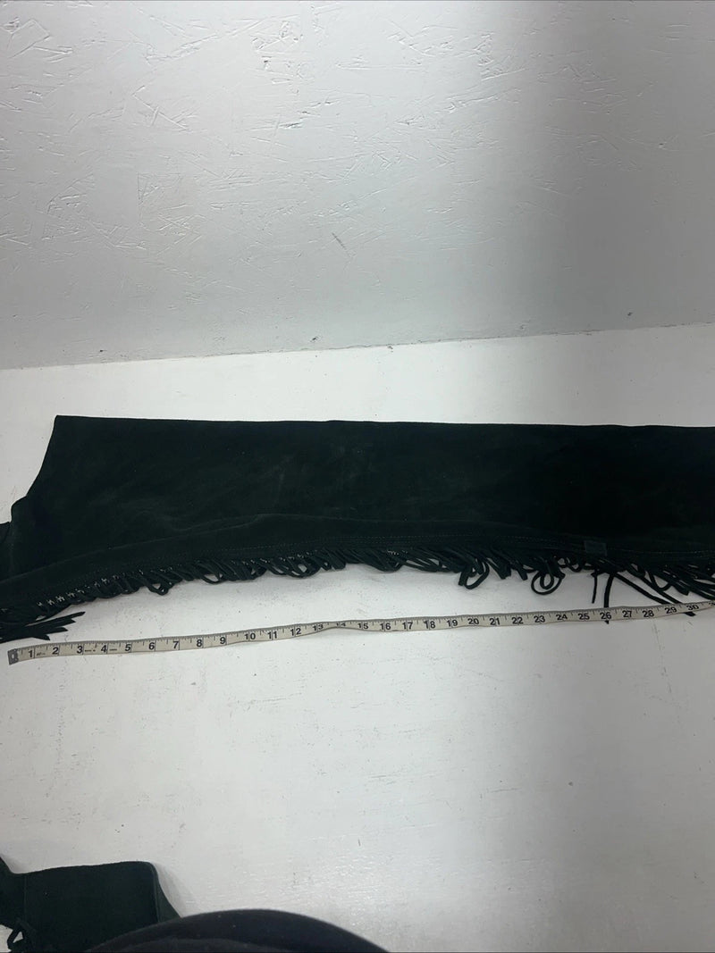 NOS Green Whitman Show Chaps With Fringe Adjustable Waist 44” L-23