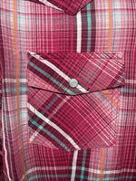 New Women’s Cumberland Pink Plaid Long Sleeve Pearl Snap XL GG-29
