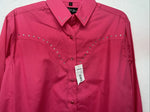 New Women’s Pink White Horse Long Sleeve Button Up Shirt M #211-1426 3B-79