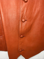 New Men’s Orange Leather Pioneer Wear Vest 46 #10291 L-603