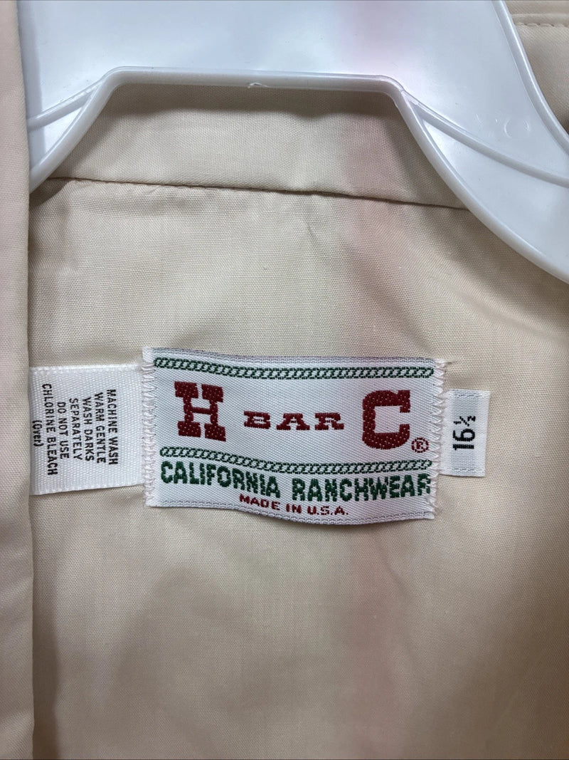New Men’s H Bar C Tan Western Short Sleeve Pearl Snap 16.5 Large V-14