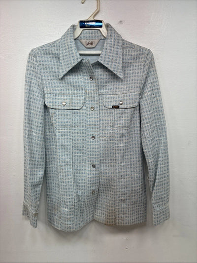 New Women’s Lee Blue Design Long Sleeve Button Up Jacket Size 11 KK-42