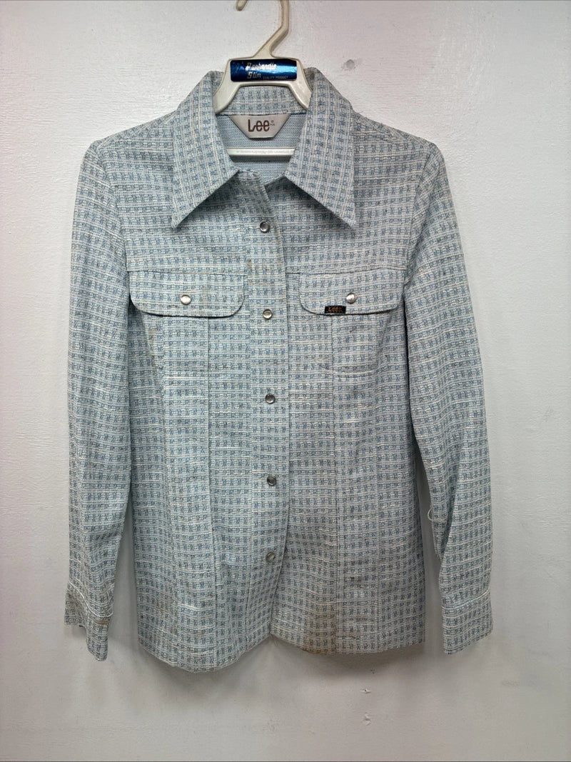 New Women’s Lee Blue Design Long Sleeve Button Up Jacket Size 11 KK-42