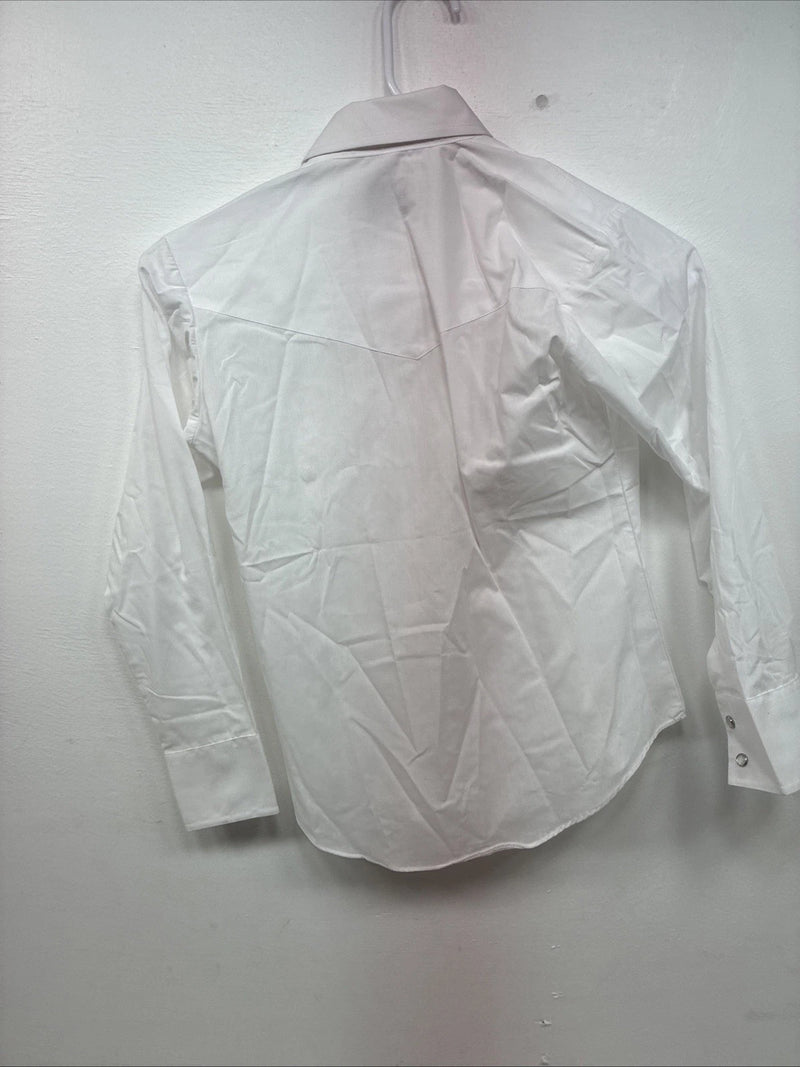 New Boys ELY Cattleman White Long Sleeve Pearl Snap Size 10 DD-80