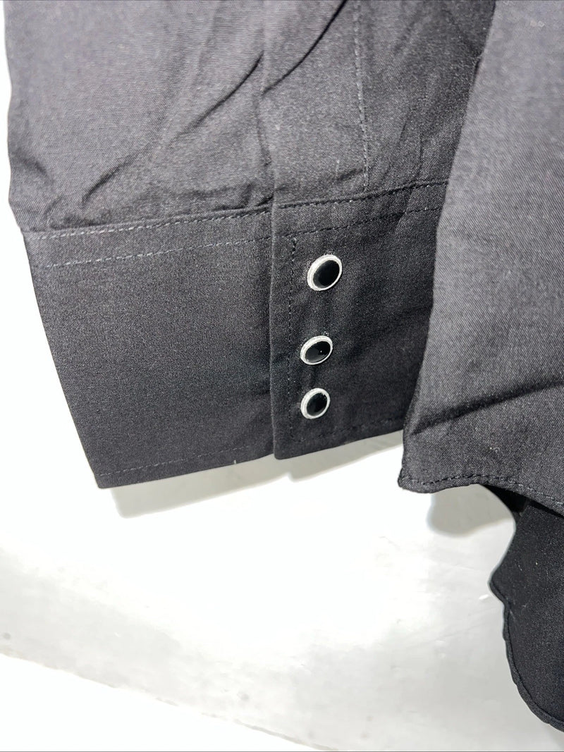 New Men’s Black ELY cattleman Pearl Snap Long Sleeve Shirt 16.5x35 L P-34
