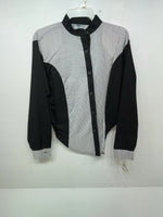 New Women’s Black White Cowboy Threads Long Sleeve Button Up Shirt L #7013 3B-54