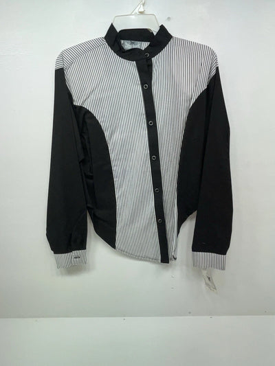 New Women’s Black White Cowboy Threads Long Sleeve Button Up Shirt L #7013 3B-54