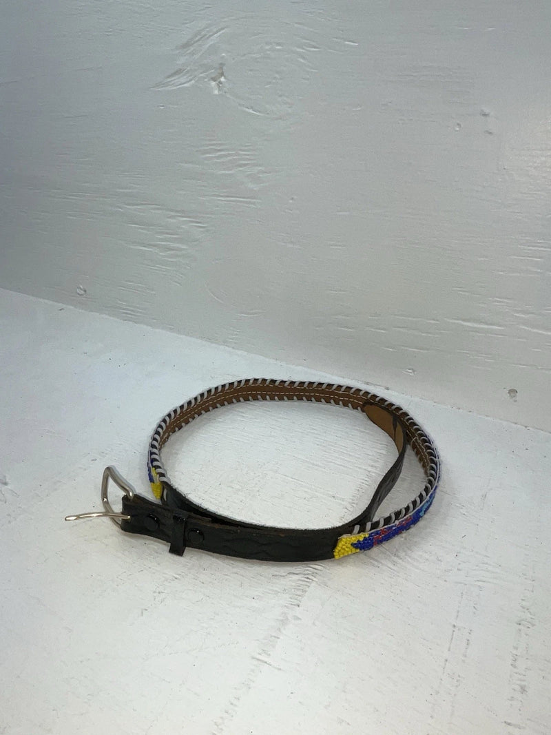 New Black Genuine Leather Beaded 30” Belt JJ-135