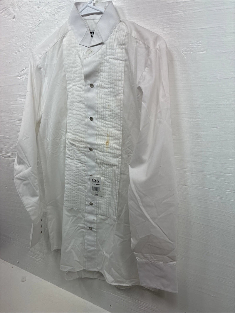 New ELY Cattleman White Long Sleeve Pearl Snap English Shirt Small X-97