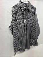 New Men’s White Horse  Black White Plaid Long Sleeve Pearl Snap XL H-80