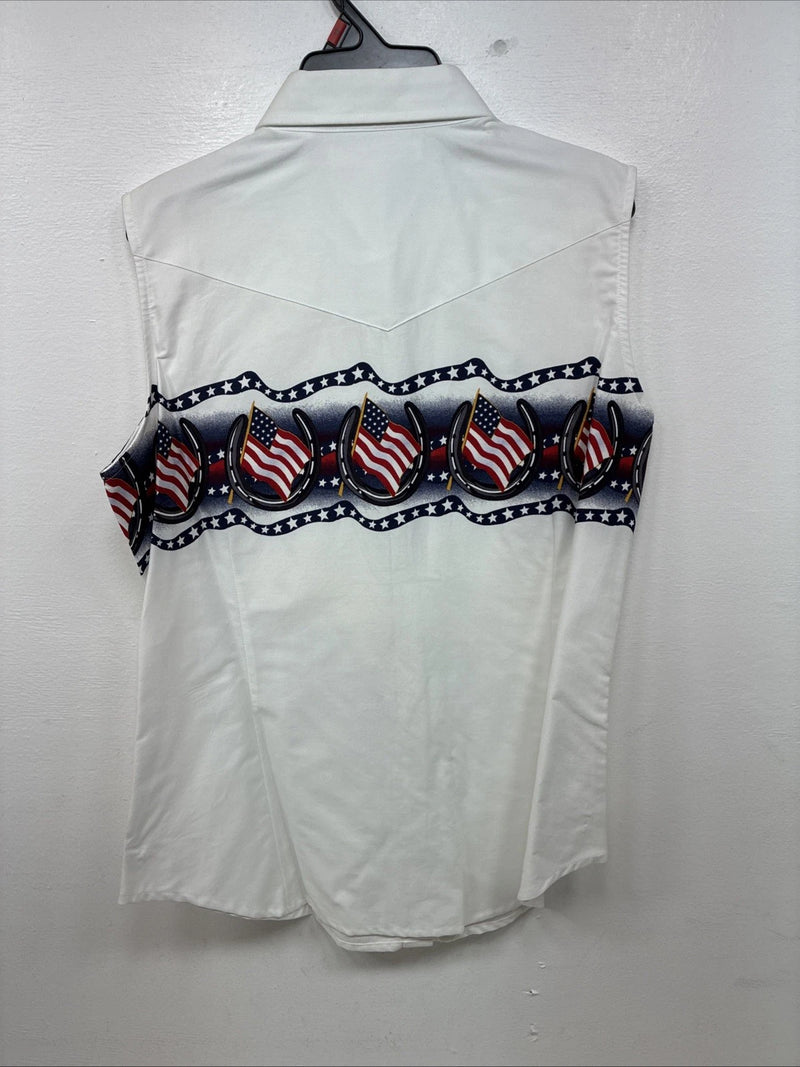 New Women’s Cumberland White Designed Short Sleeve Pearl Snap MM-70