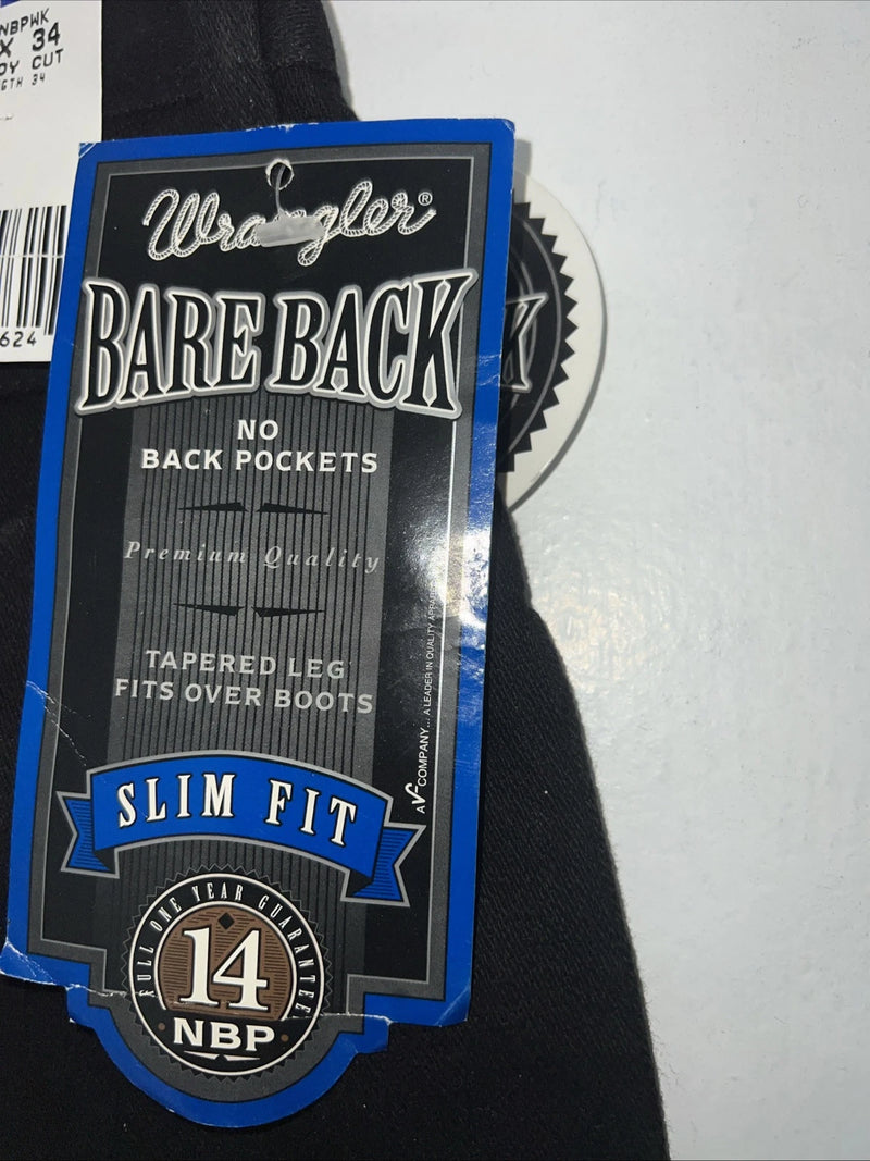 New Women’s Black Bareback Slim Fit Wrangler Denim Jeans. 11x34 I-3