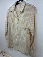 New Women’s H Bar C Yellow Stripe Long Sleeve Pearl Snap Size 36 TT-122