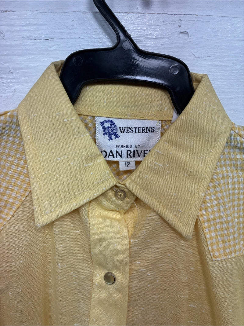 New Kids Dan River Yellow Long Sleeve Pearl Snap Size 12 CC-100