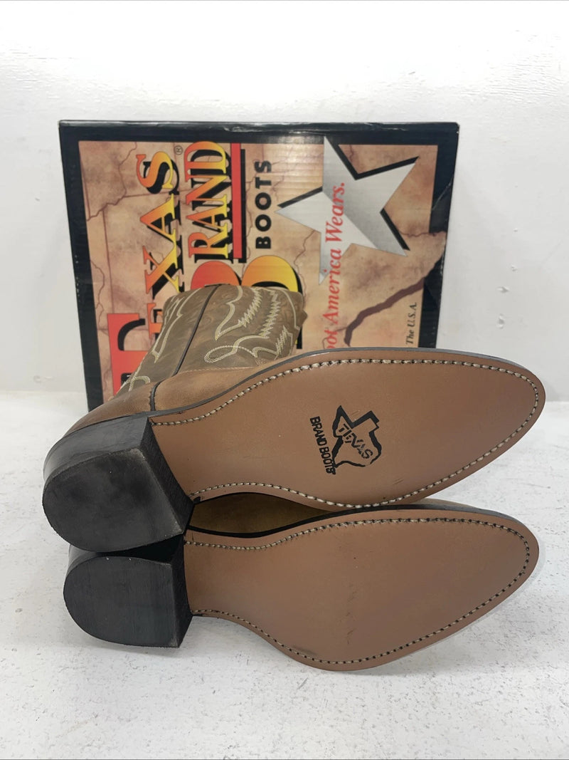 New Men’s  Brown Texas Brand Cowboy Boots. 6244 9.5 9 1/2 D. 5-15