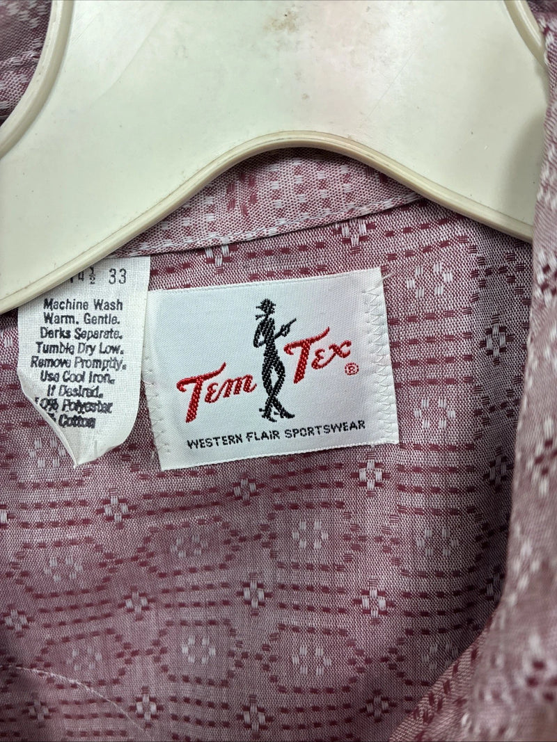 New Women’s Tem Tex Pink Deigned Long Sleeve Pearl Snap 14.5 II-5
