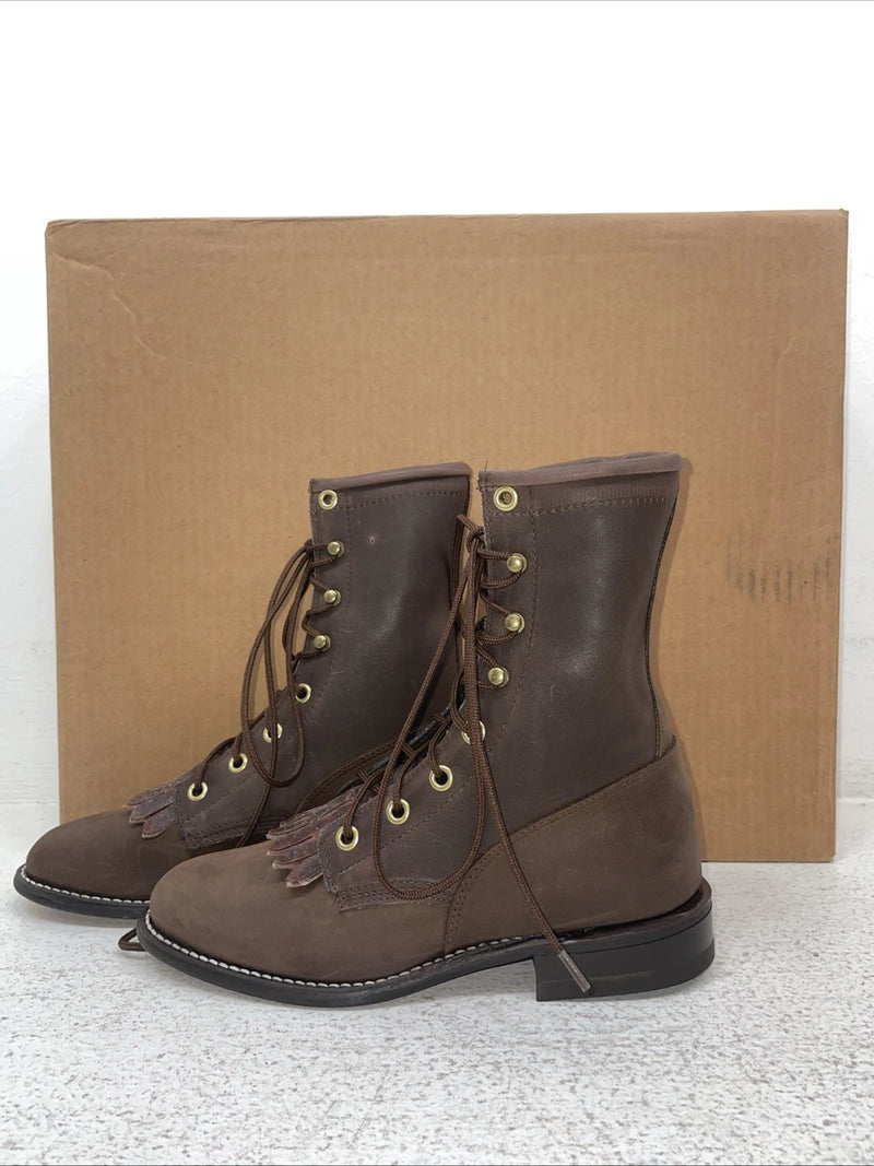 New Women’s Brown Lace Up Texas Brand Cowboy Boots. 4471 5 M. 2-56