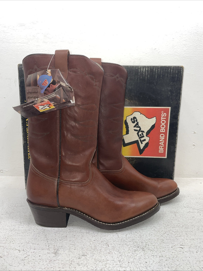 New Men’s Brown Texas Brand Cowboy Boots. 8021 9 D. 4-99