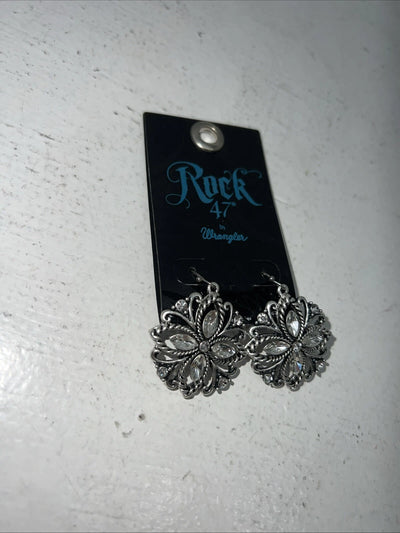 New Women’s Rock 47 Silver Diamond Dangle Earrings. ER3008R47 A-88