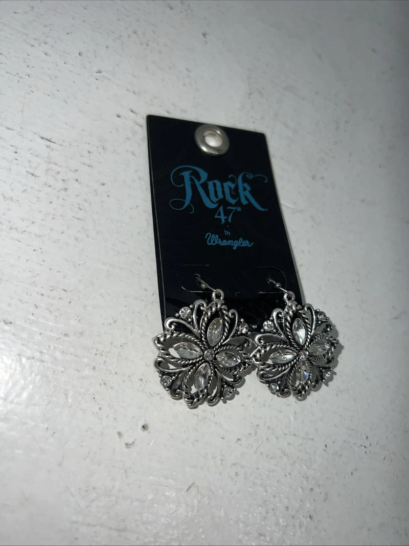 New Women’s Rock 47 Silver Diamond Dangle Earrings. ER3008R47 A-88