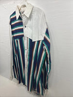 New Men’s Mine & Bills White Multicolor Stripe Long Sleeve Button Up Large V-78