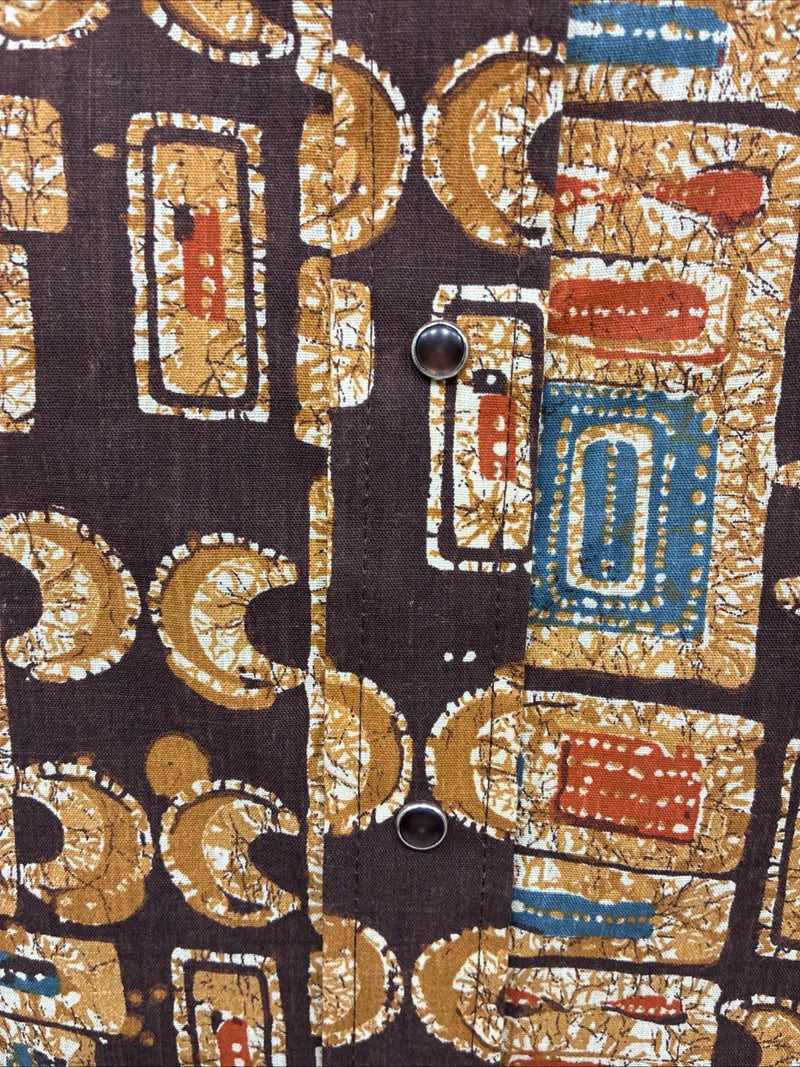 New Men’s Panhandle Slim Brown Gold Design Long Sleeve Pearl Snap XS J-68