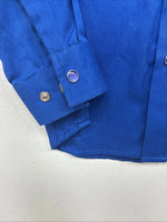 New Kids Western Express Blue Long Sleeve Pearl Snap Medium LL-23