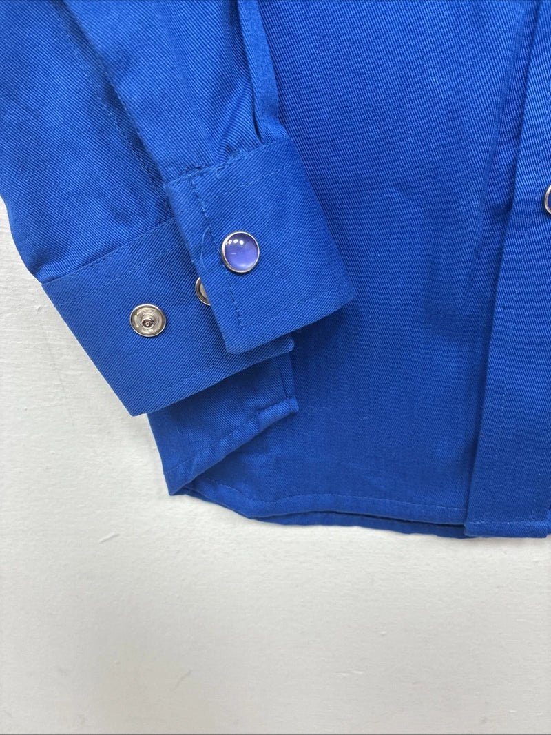 New Kids Western Express Blue Long Sleeve Pearl Snap Medium LL-23