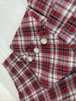 New Men’s White Horse Red Plaid Long Sleeve Western Pearl Snap XL J-39